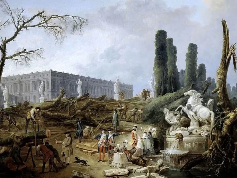 1733-Hubert Robert - Il Bosco e il Bagno di Apollo-Musée National du Château, Versaillesu Château, Versailles